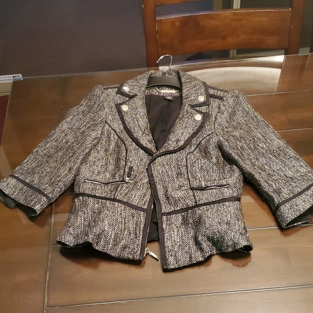 Gray and Black 3/4 sleeve jacket, size 6